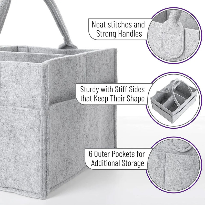 Light Newborn Baby Felt Diaper Storage Bag Multifunctional Split Diaper Box Large Capacity Folding Mommy Bag for 0-24 Months