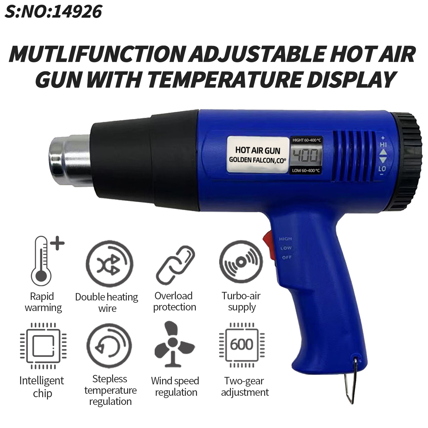 heat gun automotive film tool hot air gun 1800W Heat Blower Adjustable Temperature Display heat gun