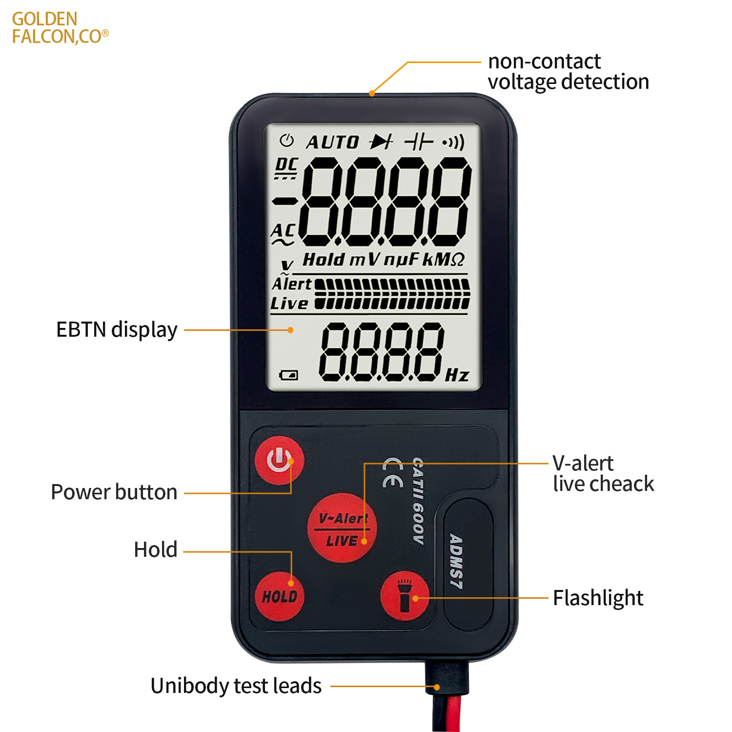 Digital smart Multimeter Color LCD  Display  Voltmeter Rechargeable with Smart Mode Capacitance Hz Diode Tester