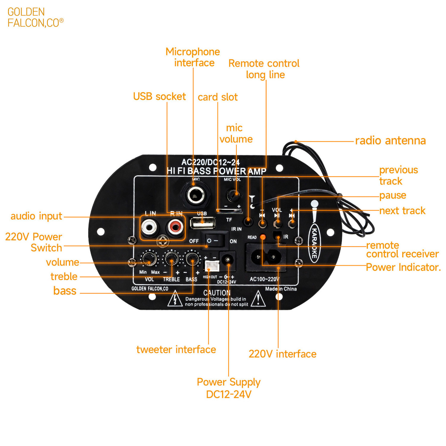 12V/24V 220V Digital Amplifier Board TDA2009 HIFI Bass Power Amplifier Subwoofer Single Microphone AMP Car audio amplifier