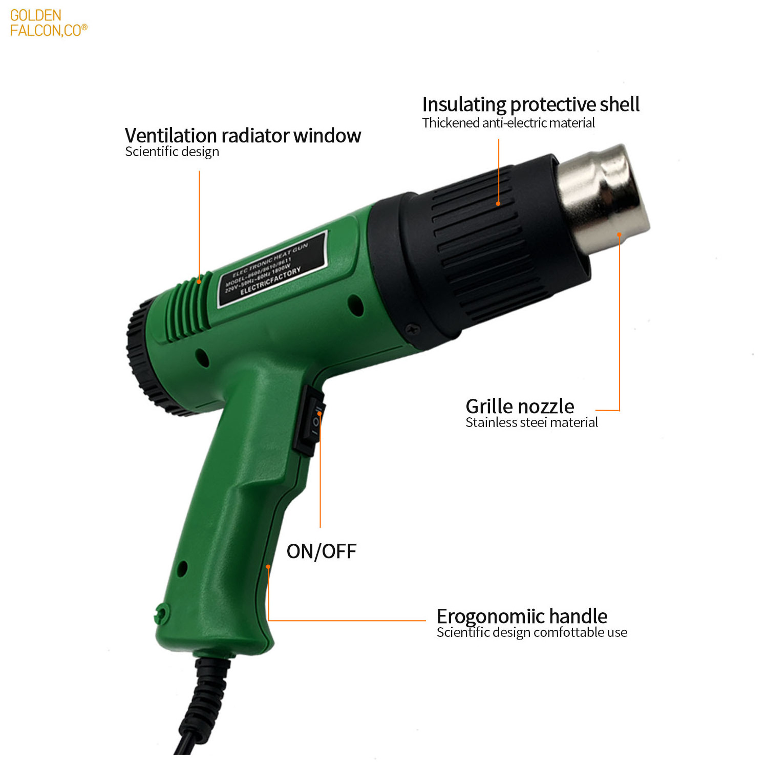 Hot air gun 1800W 220V Temperature Adjustable Shrink Wrapping Machine Electric heat gun