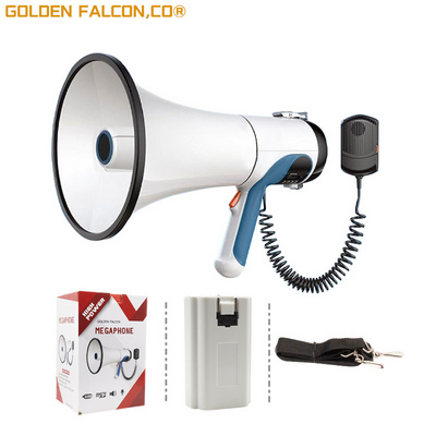 High power 100w handheld megaphone horn loudspeaker with BT/USB/FM/SD/SIREN/rechargeable lithium battery