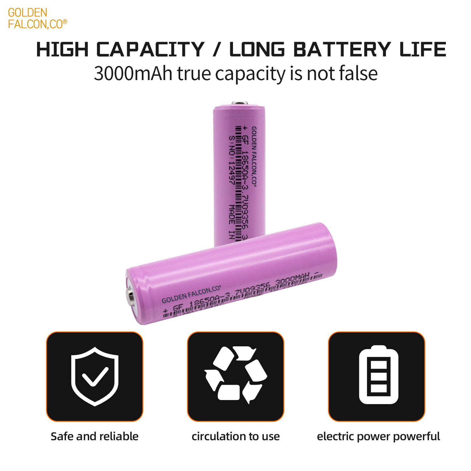 3.7v Lithium Ion Battery  High Capacity 3000mAh 18650 Electric Rechargeable Li ion Battery