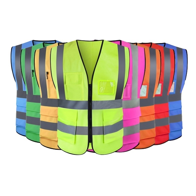 Refflective Safety Vest Orange Mesh Class 2 Pink Black Red Surveyors Two Tone Yellow for Children Fluorescent High Visibility Da