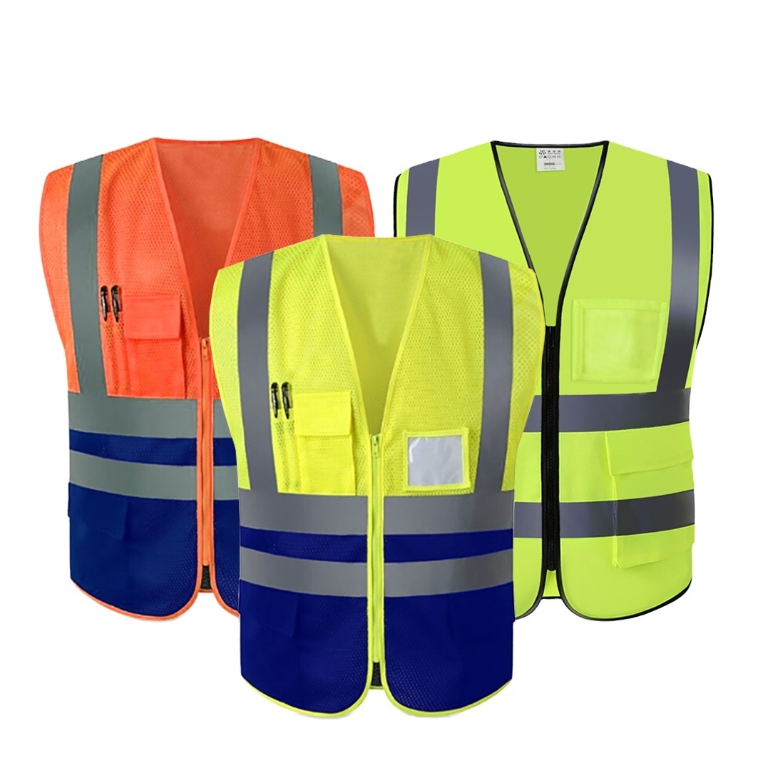 Refflective Safety Vest Orange Mesh Class 2 Pink Black Red Surveyors Two Tone Yellow for Children Fluorescent High Visibility Da