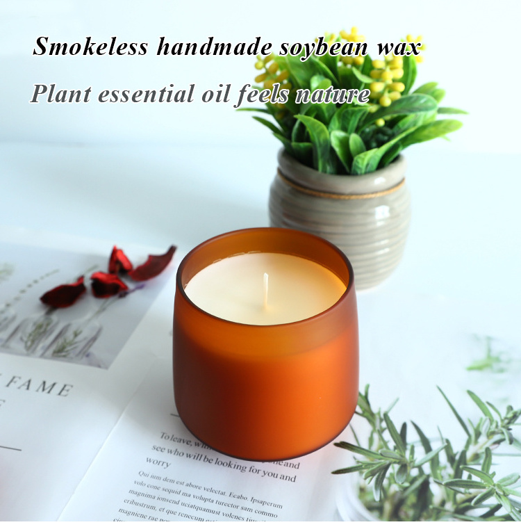 Empty Elegent Amber Glass Candle Jars High Borosilicate Glass Candle Holder For Candle Making