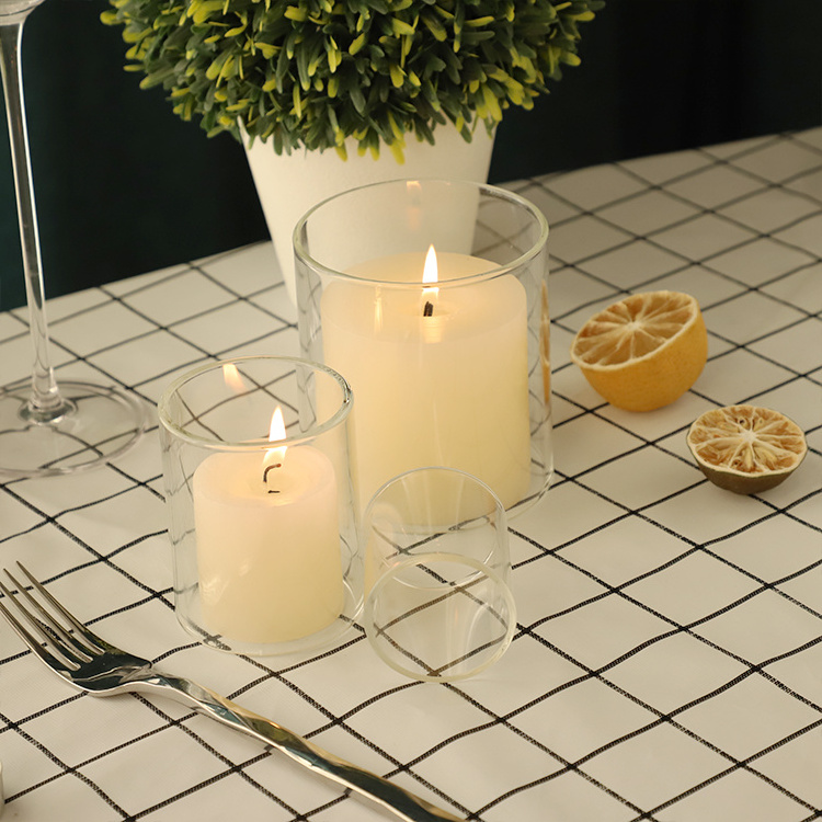 Unique Design Excellent Material Straight transparent glass candle holder