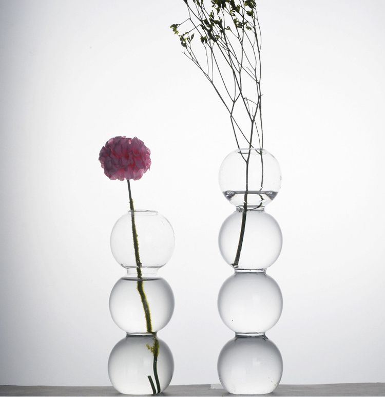 Nordic creative simple small vase ornaments colorful glass transparent flower arrangement table decorations