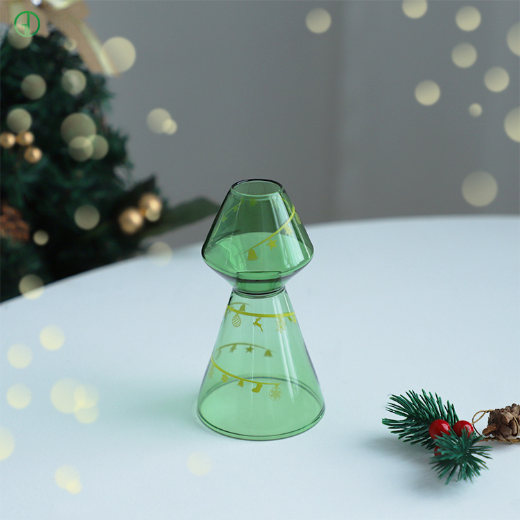 New Arrival Crystal Glass Candle Holder Christmas Decorations Tall Candle Jars Empty Borosilicate Glass Candles Holders