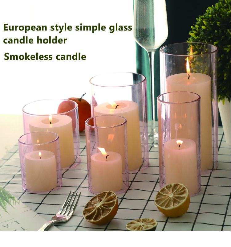 Unique Design Excellent Material Straight transparent glass candle holder