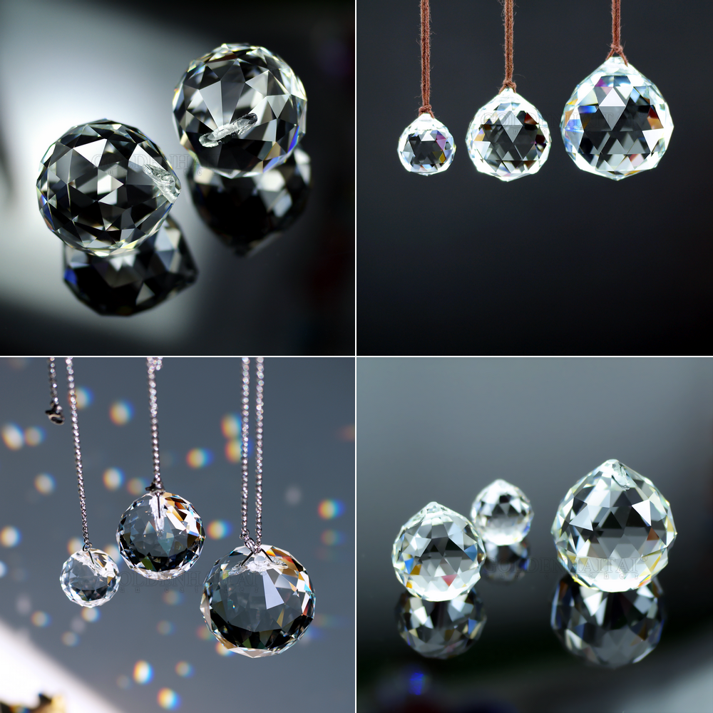 Crystal Ball 15.20.25.30.40mm  Chandelier lighting prisms Ball Clear Suncatcher Hanging Pendant GOLDENHAITAI 5730