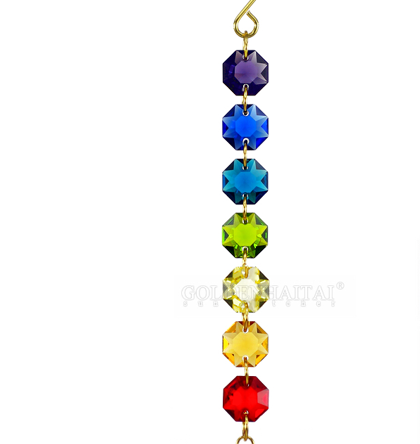 GOLDENHAITAI  Crystal Glass Pagoda Beads 18mm  Hanging Crystals Colorful Ornament 2 hole for Jewelry Making Decoration