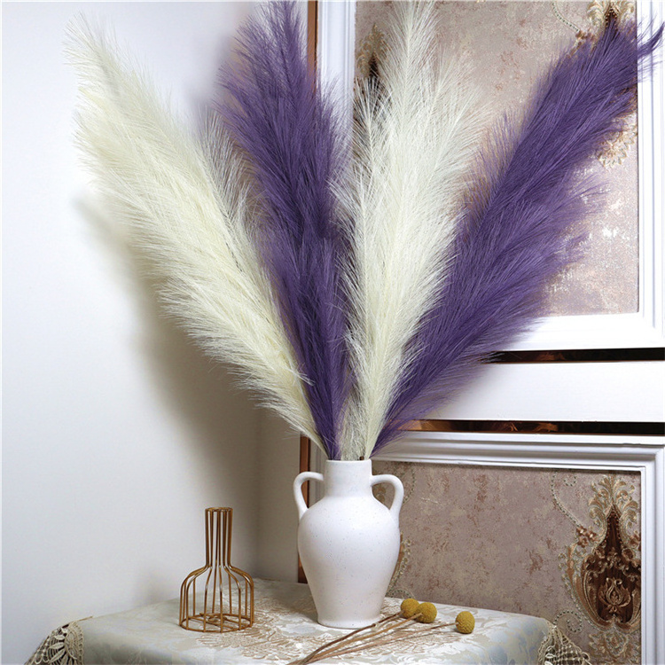 QSLH-586 Large Faux Pampas Grass Arrangement Artificial Flower 110cm Pampas Grass Decorative Flowers Fluffy Tall Pampas Grass