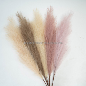 QSLH-A348 Pampas Grass 110 Cm 18 Branches Flower Decor Purple Faux Silk Artificial Pampas Grass White