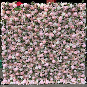 QSLH Ti292 3d flower wall backdrop fabric flower wall rose flower wall backdrop 8ft x 8ft for wedding decor