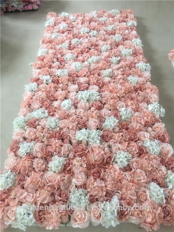 Customized Artificial Silk Wedding Roll Up Flower Wall Rose Backdrop