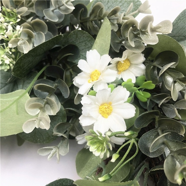 WE024 Front Door Decorations Little Daisy Flower Wreath Handmade Eucalyptus Wreaths