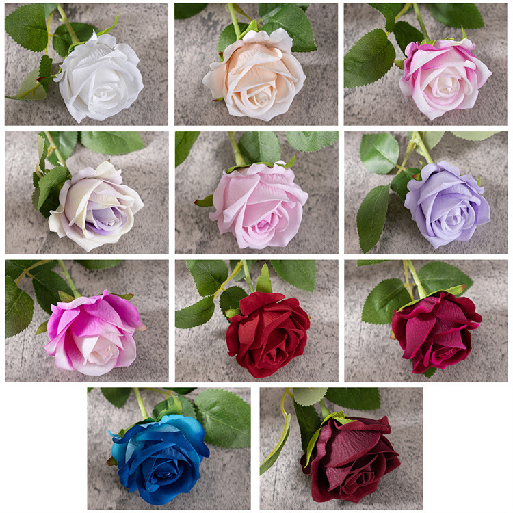 Red roses artificial flowers roses artificial flowers bulk white pink multi color romantic velvet rose for Valentine wedding