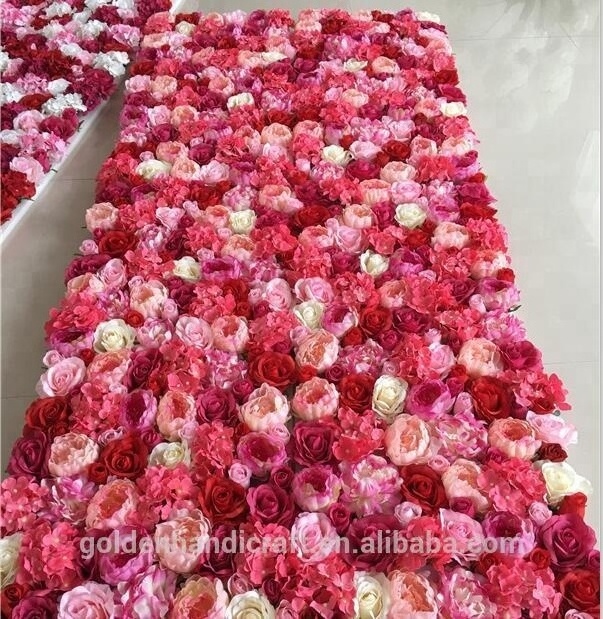 Customized Artificial Silk Wedding Roll Up Flower Wall Rose Backdrop