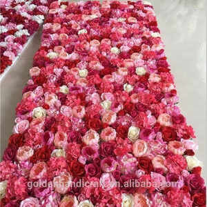 Customized Artificial Silk Wedding Roll Up Flower Wall Rose Backdrop