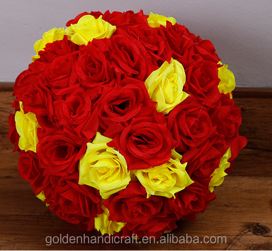 Artificial silk rose ball kissing ball flower centerpieces for wedding