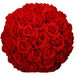 Artificial silk rose ball kissing ball flower centerpieces for wedding