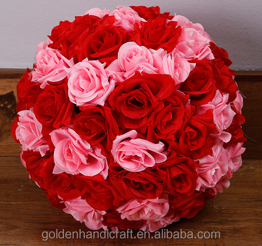 Artificial silk rose ball kissing ball flower centerpieces for wedding