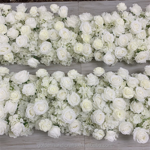 QSLH-CF286 Customized Rose Flower Runner 2 Meter White Flower Row Flower Wall Backdrop Rose for Wedding Decoration