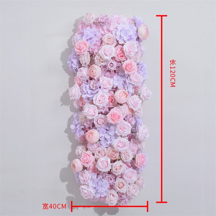 QSLH Ti463 Fabric 60cm Large Pink Purple Rose Centerpiece Wedding Flower Row Wedding Flower Ball Arrangements For Table Decor