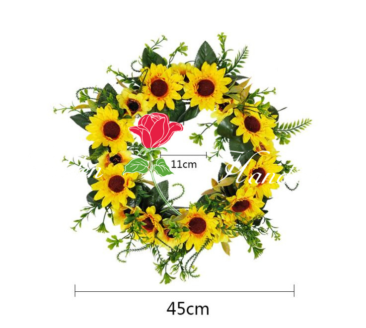 QSLH-CF0048 Different Faux Sunflower Wreath Spring Fall Large Wreaths Summer Sunflower Wreaths for Front Door Decor