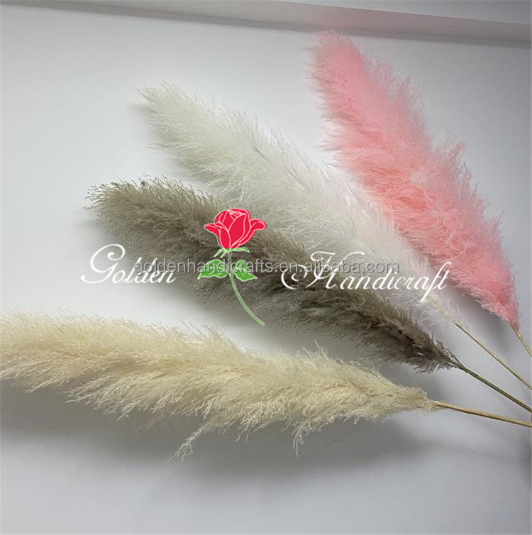 QSLH-Ar362  Wholesale Hotsale Artificial Flower Decorative Flowers Fluffy Pampas Grass Centerpiece White Large Pampas For Event