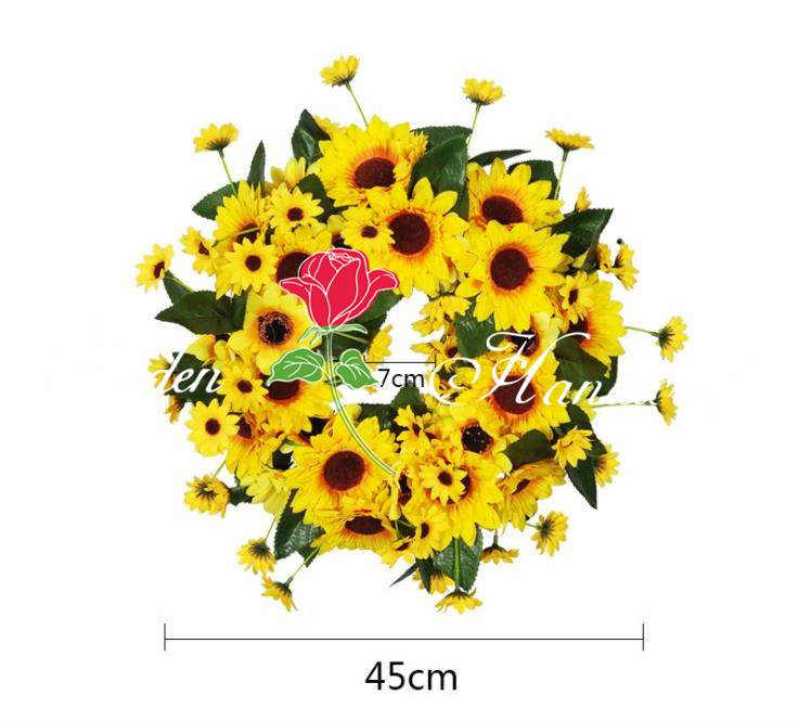 QSLH-CF0048 Different Faux Sunflower Wreath Spring Fall Large Wreaths Summer Sunflower Wreaths for Front Door Decor