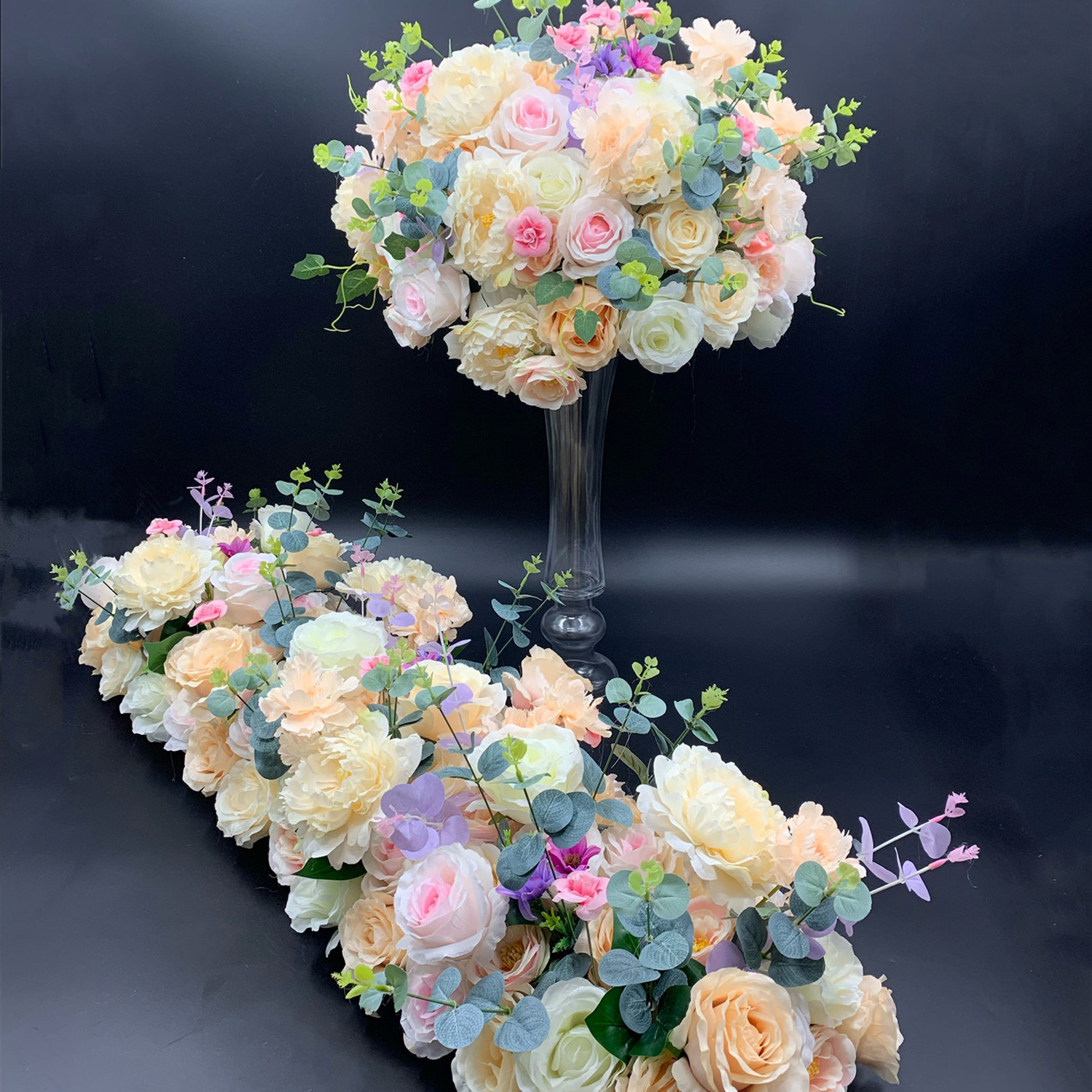 QSLH-V030 Customized Wedding Table Centerpieces Silk Flowers Kissing Ball Artificial Flower Ball For Wedding Decoration