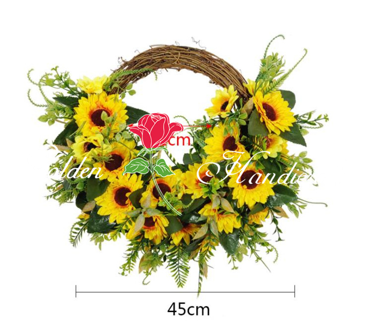 QSLH-CF0048 Different Faux Sunflower Wreath Spring Fall Large Wreaths Summer Sunflower Wreaths for Front Door Decor