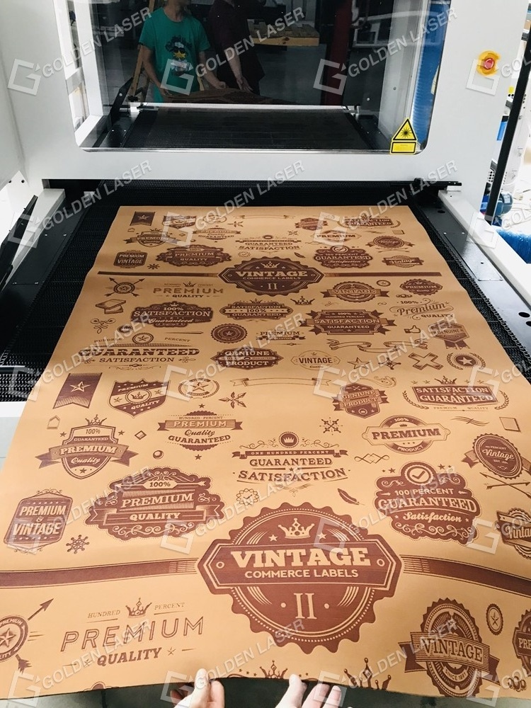 Flatbed CO2 Laser Cutter for 100% Nylon Fabric Carpet Tiles Pattern with PVC Backing