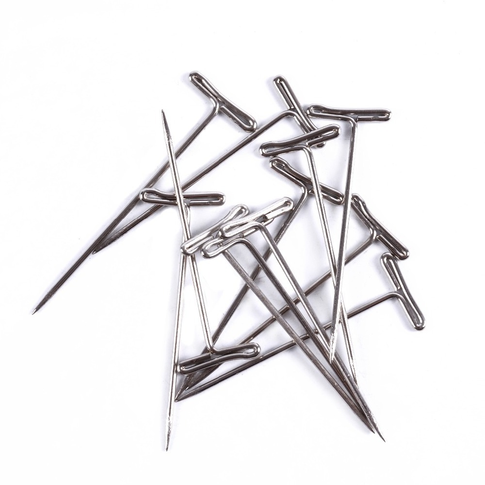 50 Pieces Wig T Pins for Holding Wigs Silver 32mm 38mm  Long T-pins Styling Tools For Wig making  hair  extension tools