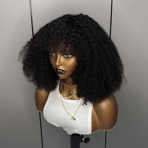 Machine 280% Wholesale Afro Kinky Curl Brazilian Human Hair Wigs Machine Made Wig Bob Curly Pixie WigFor Women With Baby Hai