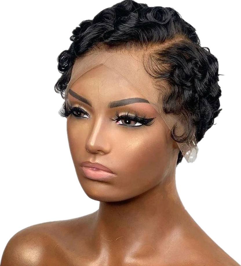 Cheap Deep  Short Curly Human Hair Wig Bob Pixie Cut Lace Wig  Human Hair For Black Women Brazilian Hair Wigirl Dee