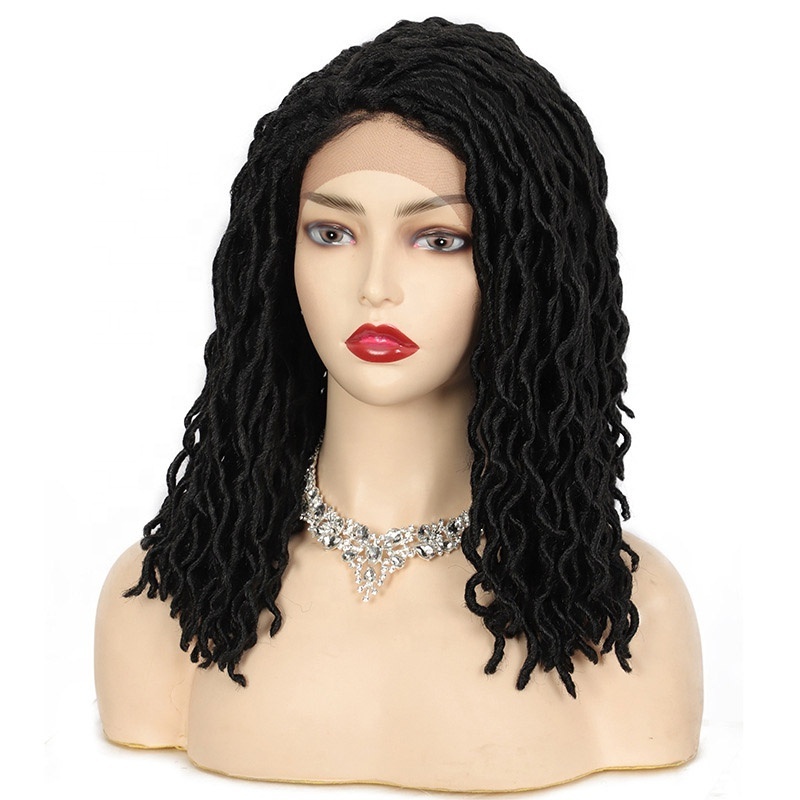 Dreadlock Wigs 18Inch Cheap Synthetic Hair Wigs for Black Women African Long Dreadlocks Hair Faux Locs Crochet Hair Braided Wigs