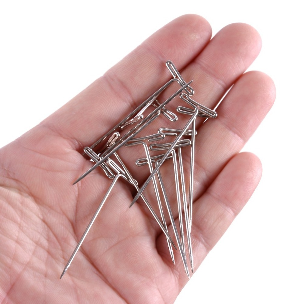 50 Pieces Wig T Pins for Holding Wigs Silver 32mm 38mm  Long T-pins Styling Tools For Wig making  hair  extension tools