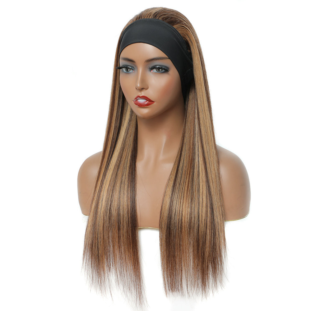 Brazilian Straight Human Hair Wigs Machine Made Head Band Wig Density150 Remy Hair For Women Two Tone Color  Human Hair Wigs