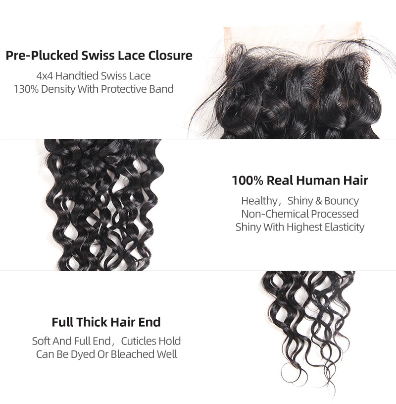 Wholesale 10A Brazilian kinky curly Hair 3 Bundles With Closure Human Hair Weave Bundles With  Lace Closure