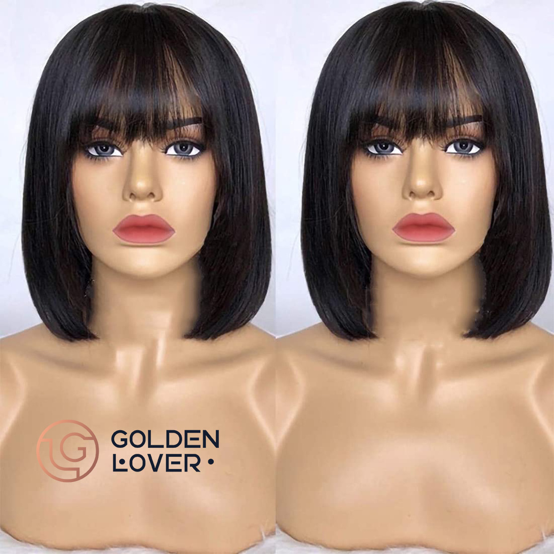 Short Bob Wigs With Bangs Human Hair wigs For Black Women Straight  100% Brazilian Virgin Hair Glueless Machine Made Wig Nat