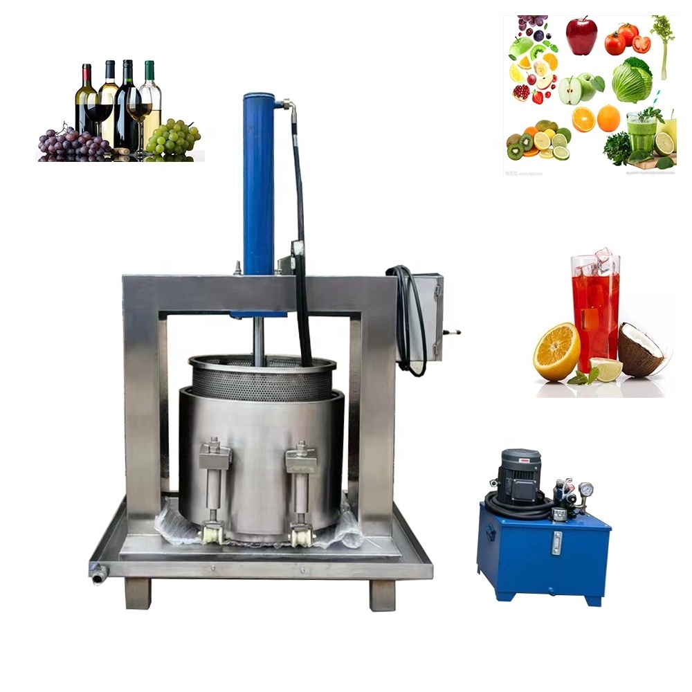 Fruit pressing and juicing hydraulic press