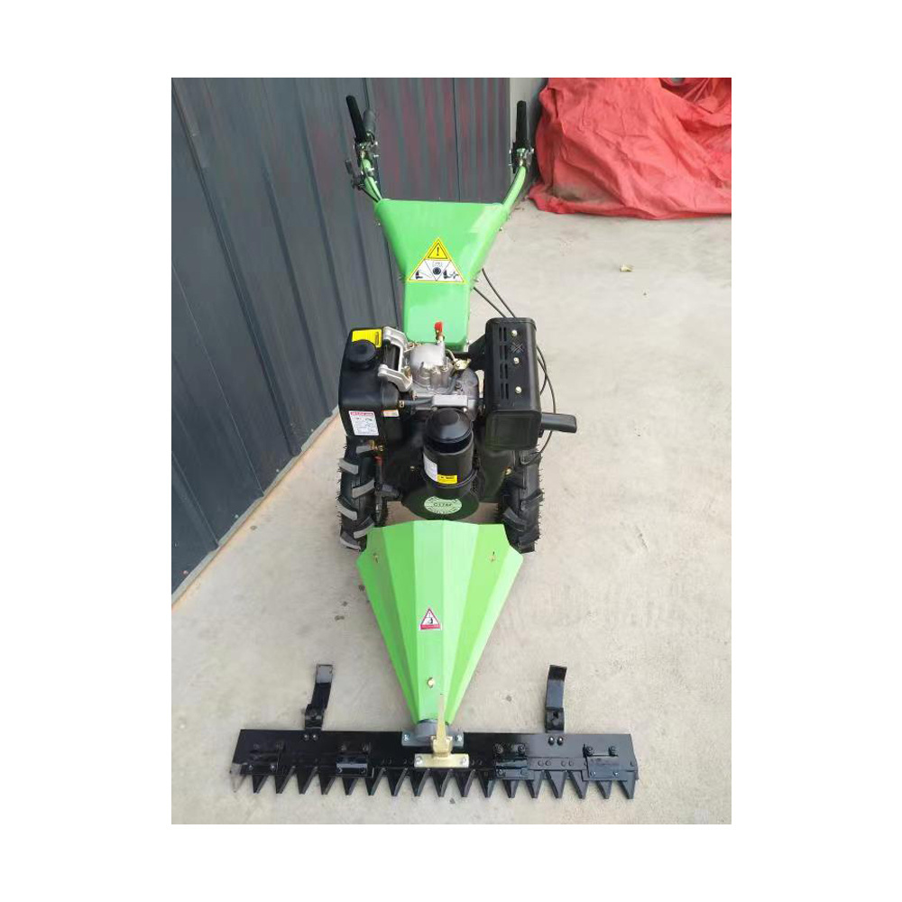 Hand handled agricultural walk behind lawn garden push scythe mower grass machine gasoline/diesel mini tiller scythe mower