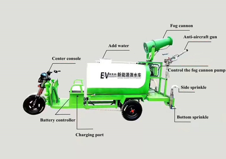 SUS304 Tank environmental watering cart motor tricycle water spray truck tricycle tractor water tanker