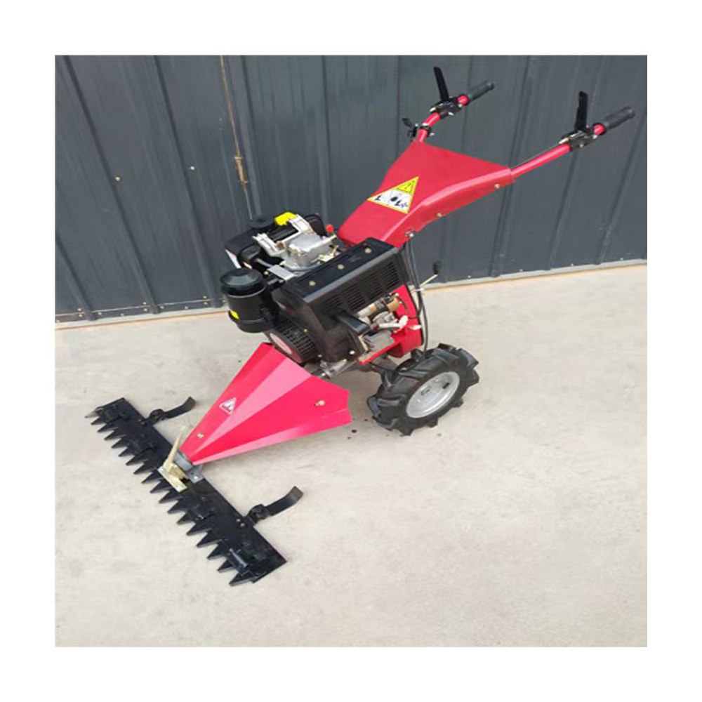 Hand handled agricultural walk behind lawn garden push scythe mower grass machine gasoline/diesel mini tiller scythe mower