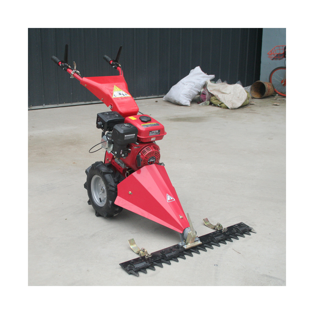 Hand handled agricultural walk behind lawn garden push scythe mower grass machine gasoline/diesel mini tiller scythe mower