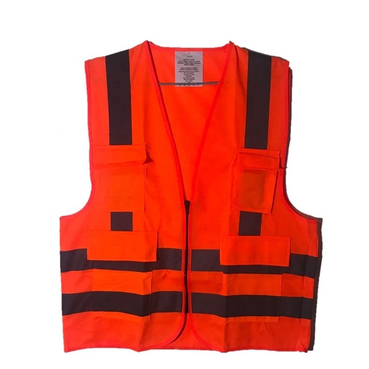 Fabric Reflective Jacket Security Guard Traffic Reflective Vest with Pockets