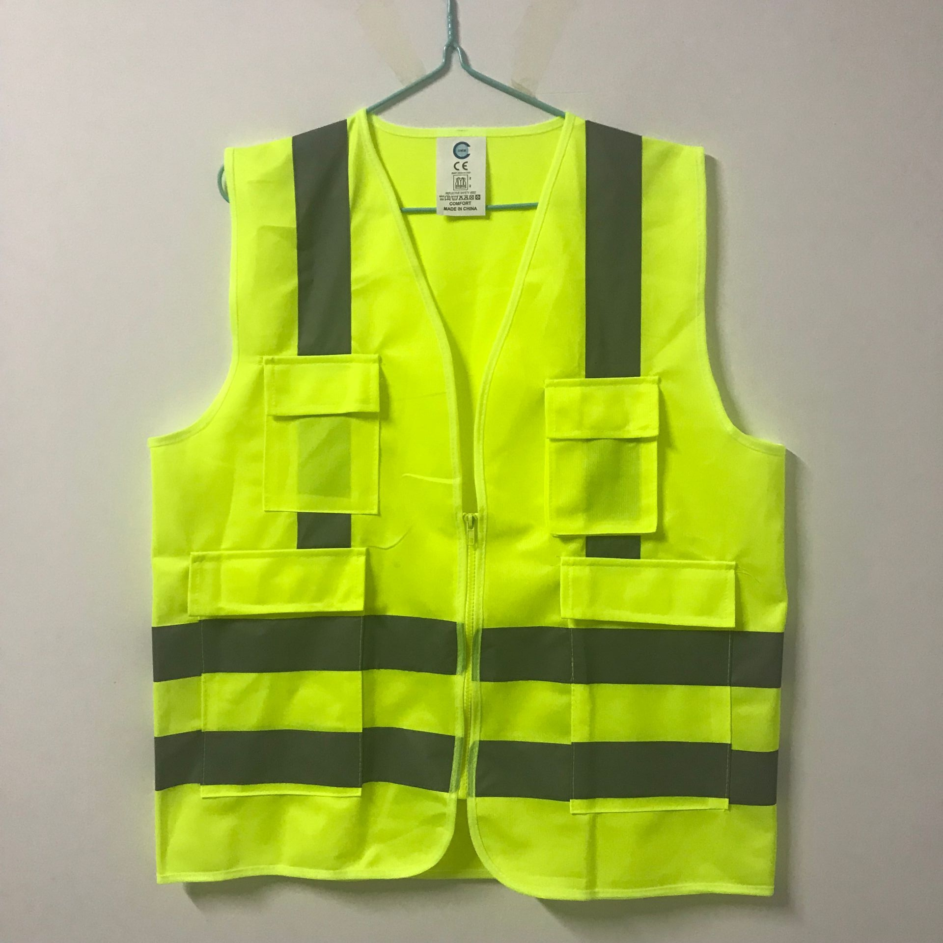 Fabric Reflective Jacket Security Guard Traffic Reflective Vest with Pockets